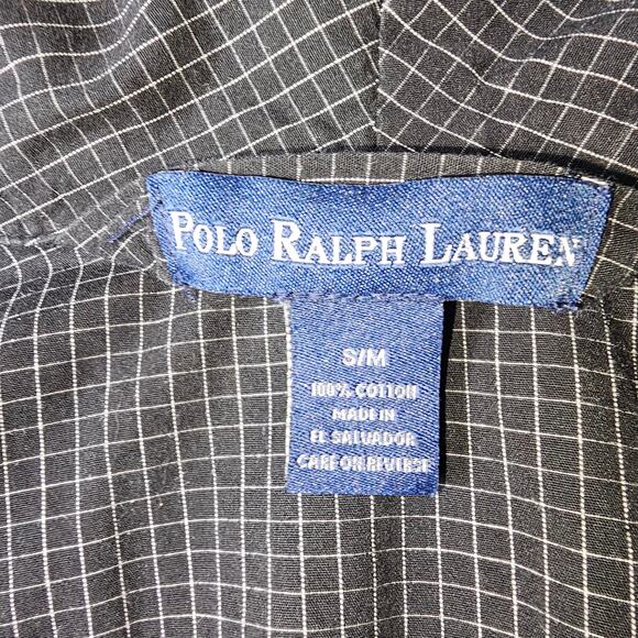 Mens Polo Ralph Lauren Black Check w/ Polo Horse Logo S/M 100% Cotton - Picture 6 of 9